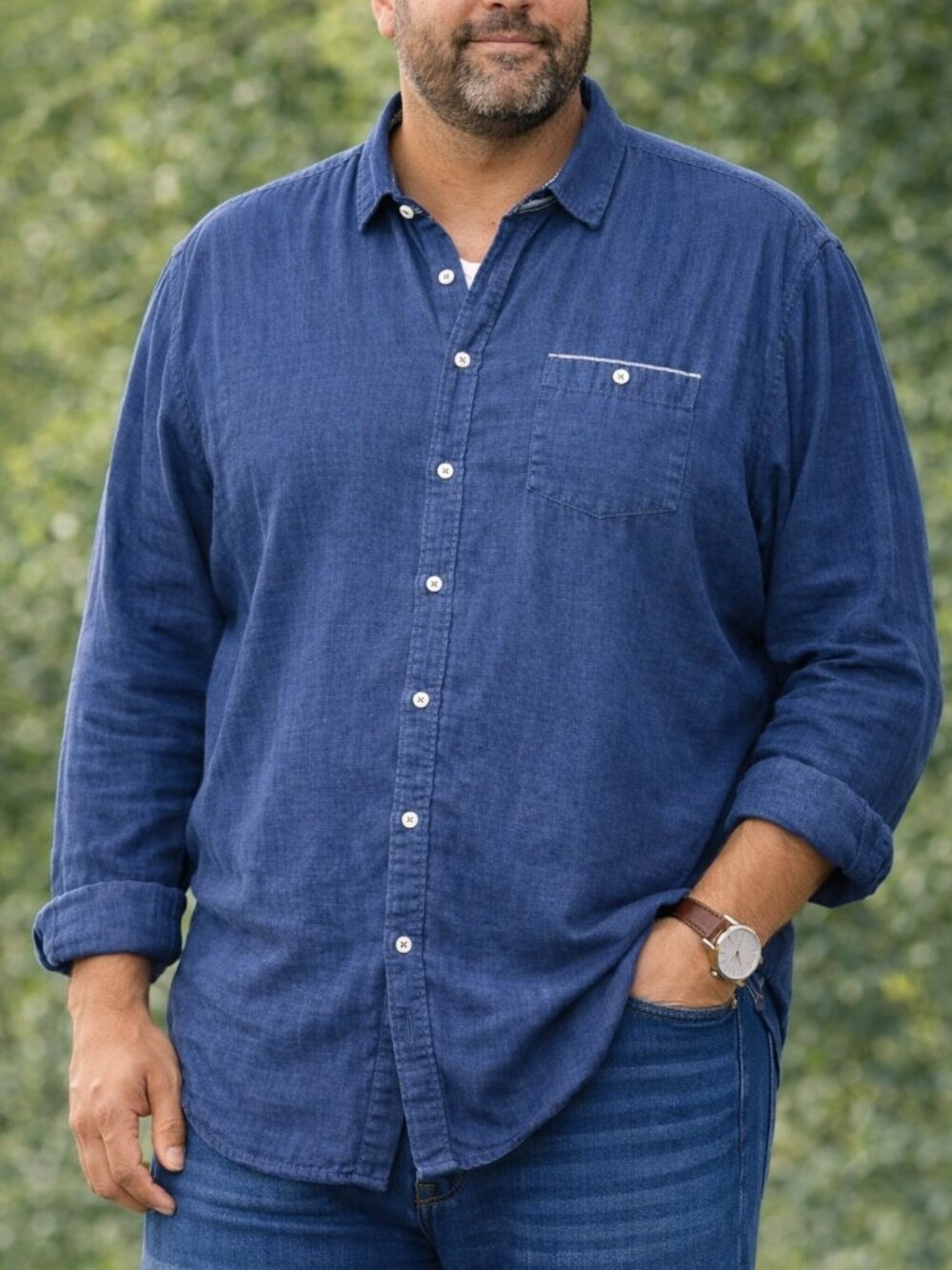 Tommy Bahama Island Crafted Button Down Shirt 2XL Big Tall Blue Chambray